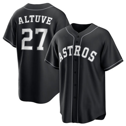 Houston Astros #27 Jose Altuve Black MIKSHPS Lights Out Limited Stitched Jersey