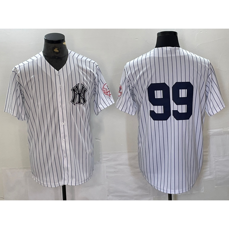 New York Yankees #99 Aaron Judge White MIKSHPS With Patch 2024 Cool Base Stitched Jersey