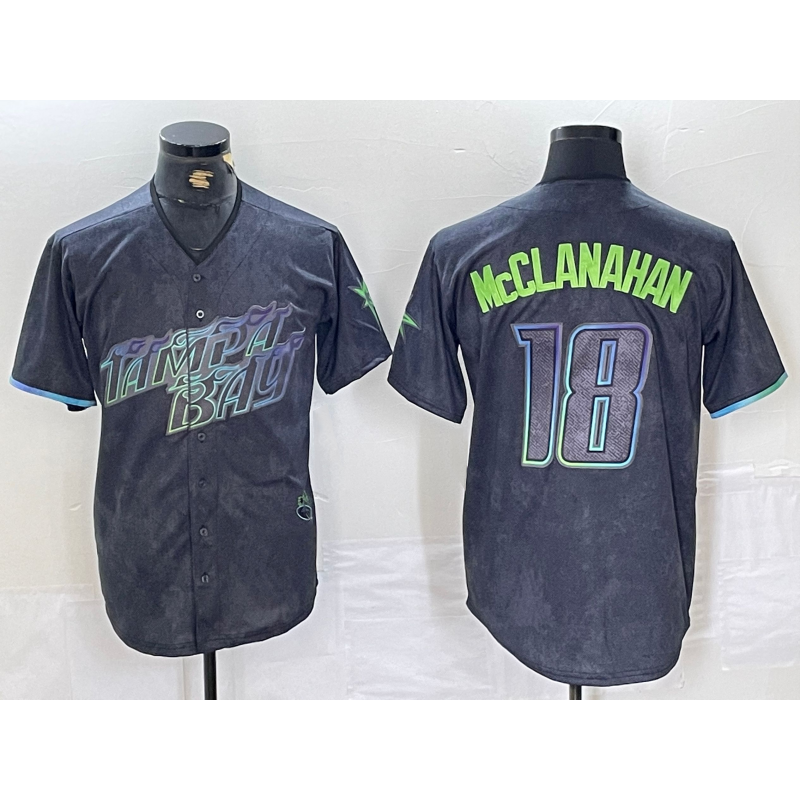 Tampa Bay Rays #18 Shane McClanahan Charcoal MIKSHPS 2024 City Connect Limited Stitched Jersey