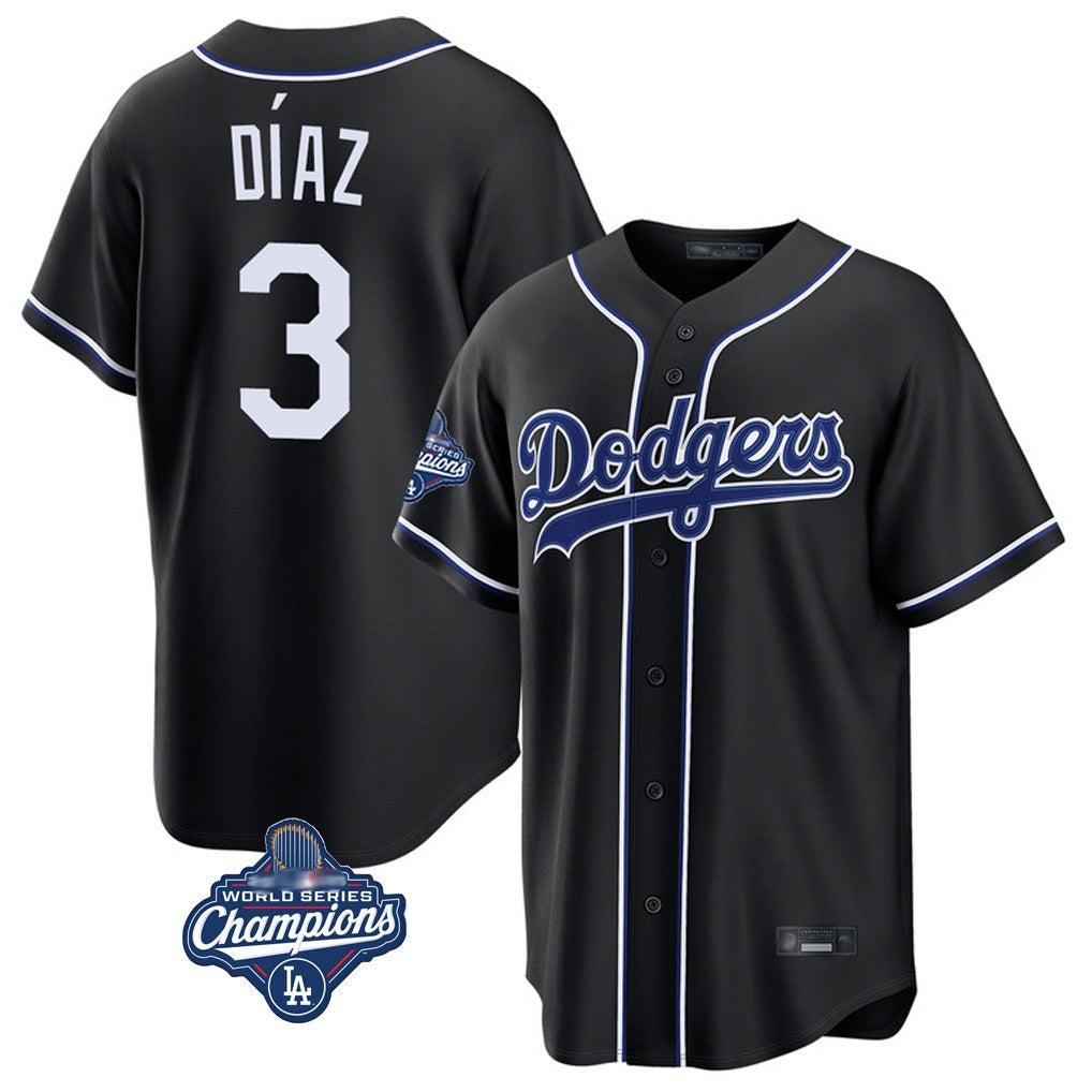 Los Angeles Dodgers #3 Edwin D¨ªaz Player Black MIKSHPS World Series Meet Carbon Limited Home Stitched Jerseys