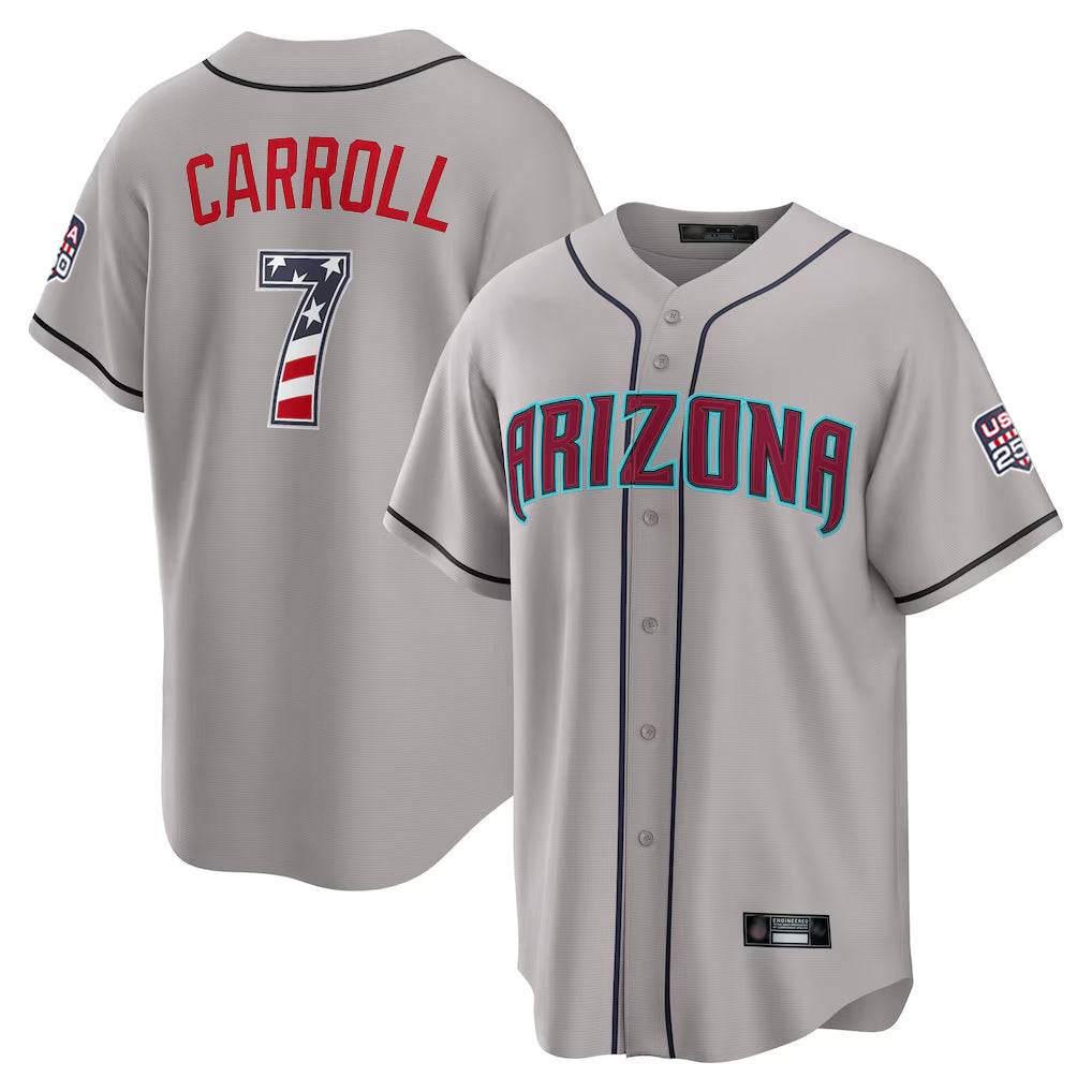 Arizona Diamondbacks #7 Corbin Carroll Player Gray MIKSHPS USA 250 Fourth of July Home Game Stitched Jerseys