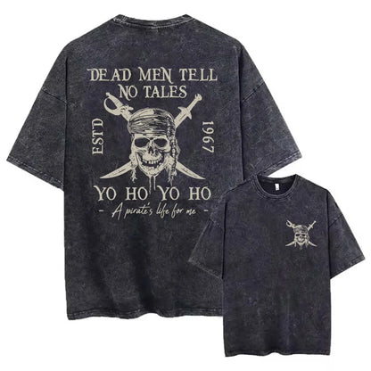 Washed Short Pirates Of The Caribbean Dead Men Tell No Tales Shirt Sleeve Oversized Bookish Shirt Y2k Unisex Top Streetwear