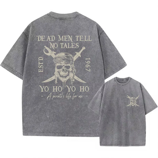 Washed Short Pirates Of The Caribbean Dead Men Tell No Tales Shirt Sleeve Oversized Bookish Shirt Y2k Unisex Top Streetwear