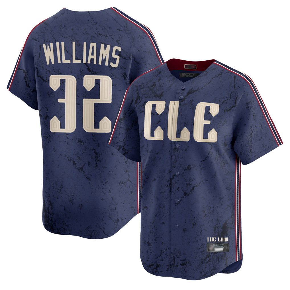 Cleveland Guardians #32 Gavin Williams Player Navy MIKSHPS City Connect Limited Home Stitched Jerseys