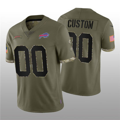 Custom B.Bills ACTIVE PLAYER 2022 Olive MIKSHPS Salute To Service Limited Stitched Jersey