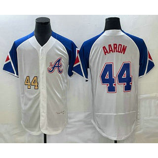 Atlanta Braves #44 Hank Aaron Number White MIKSHPS 2023 City Connect Flex Base Stitched Jersey 2