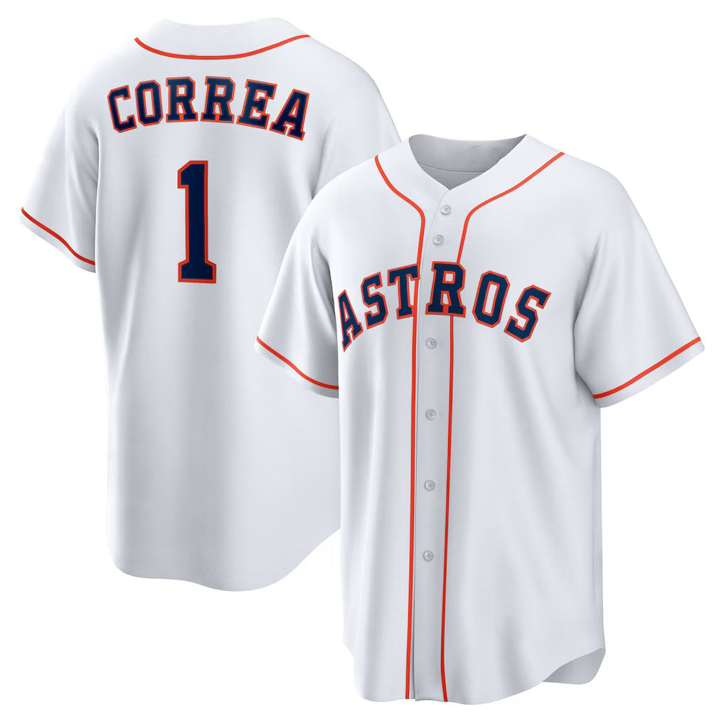 Houston Astros #1 Carlos Correa White MIKSHPS Home Replica Jersey