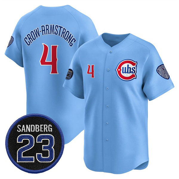 Chicago Cubs #4 Pete Crow-Armstrong Blue MIKSHPS 'Ryne Sandberg Tribute' Vapor Limited V2 Stitched Jersey