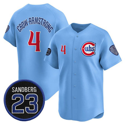 Chicago Cubs #4 Pete Crow-Armstrong Blue MIKSHPS 'Ryne Sandberg Tribute' Vapor Limited V2 Stitched Jersey