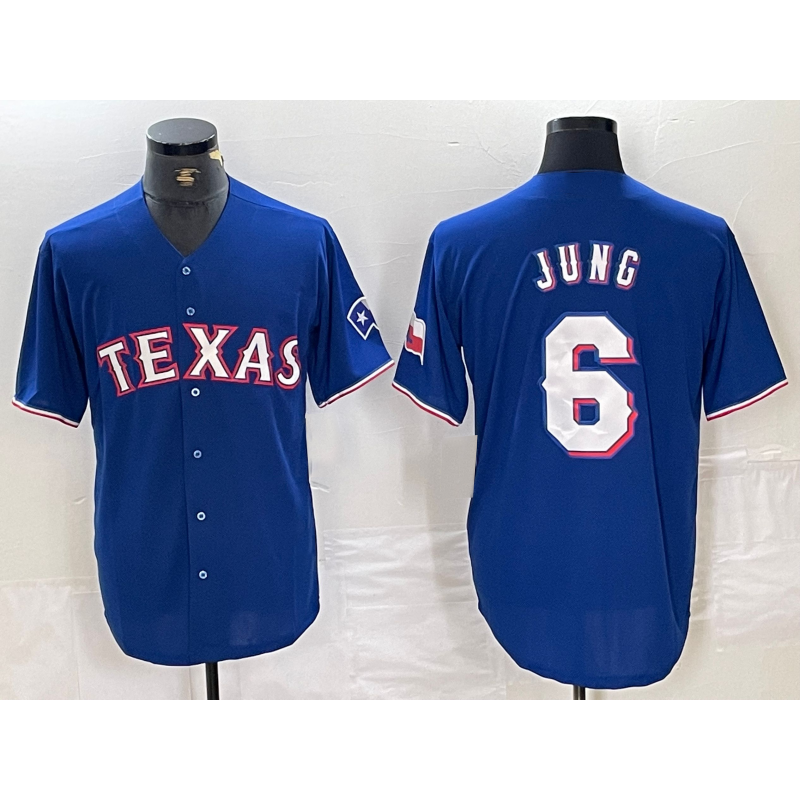 Texas Rangers #6 Josh Jung Blue MIKSHPS Stitched Cool Base Jersey