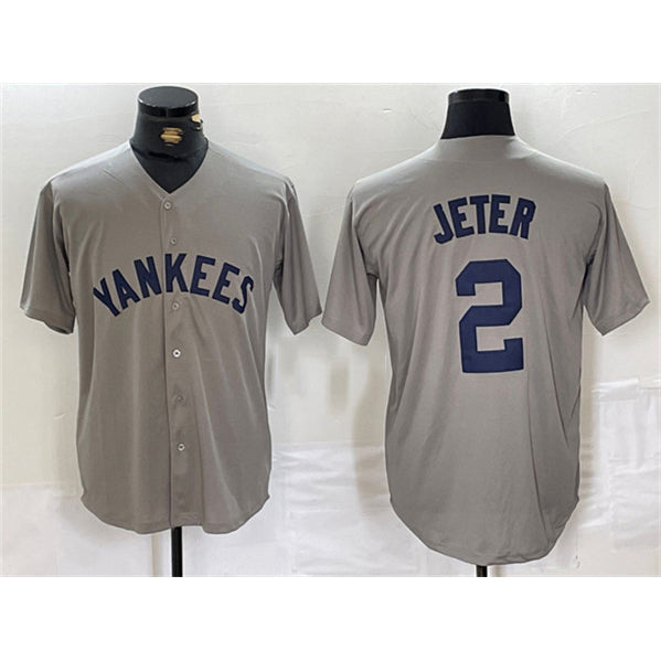 New York Yankees #2 Derek Jeter Gray MIKSHPS Cool Base Stitched Jersey