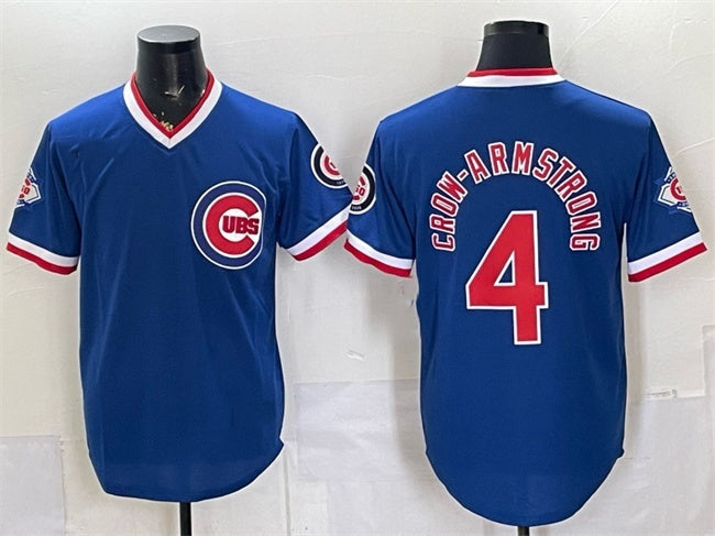 Chicago Cubs #4 Pete Crow-Armstrong Royal MIKSHPS 150th Anniversary Throwback Vapor Limited Stitched Jersey