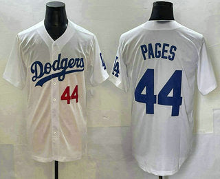 Los Angeles Dodgers #44 Andy Pages Number White MIKSHPS Cool Base Stitched Jersey