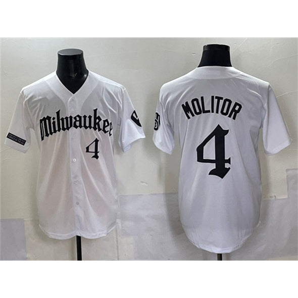 Milwaukee Brewers #4 Paul Molitor White MIKSHPS 'Gothic 414 Shadows Edition' Vapor Premier Limited Stitched Jersey