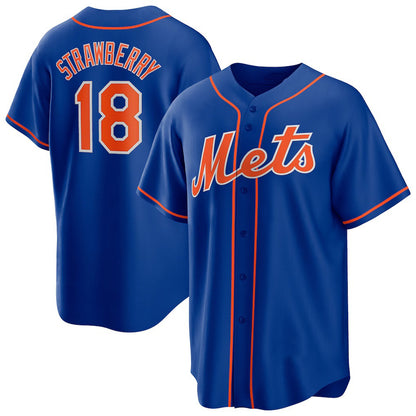 New York Mets #18 Darryl Strawberry Royal MIKSHPS Alternate Replica Player Jersey