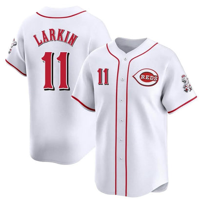 Cincinnati Reds #11 Barry Larkin Player White MIKSHPS Home Limited Stitched Jerseys