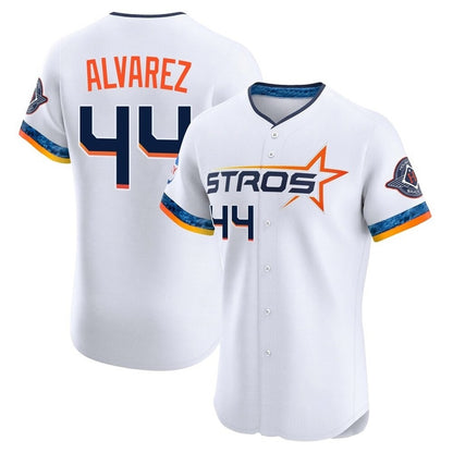 Houston Astros #44 Yordan Alvarez Player White MIKSHPS City Connect Limited Elite Home Stitched Jerseys