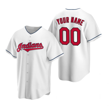 Custom Cleveland Indians White MIKSHPS Stitched Cool Base Home Jersey