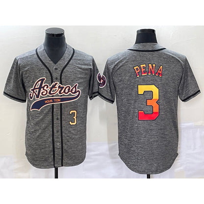 Houston Astros #3 Jeremy Pena Number Grey MIKSHPS Gridiron Cool Base Stitched Jersey