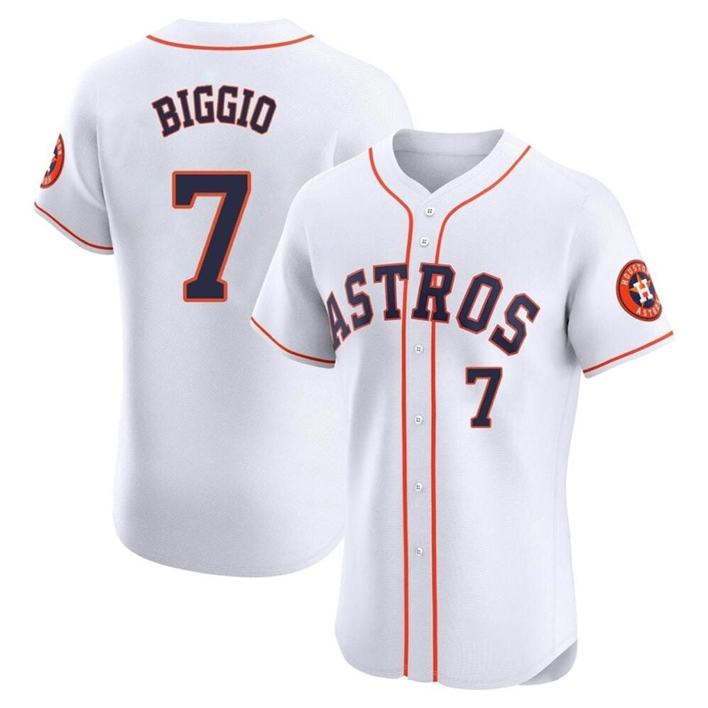 Houston Astros #7 Craig Biggio Player White MIKSHPS Limited Elite Home Stitched Jerseys