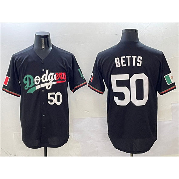 Los Angeles Dodgers #50 Mookie Betts Black MIKSHPS Mexico Flag Limited Stitched Jersey