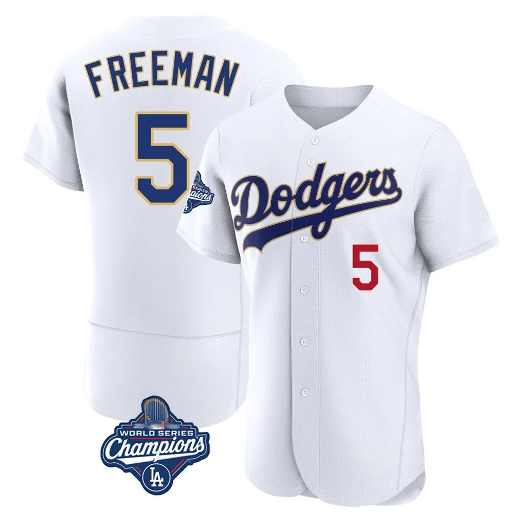 Los Angeles Dodgers #5 Freddie Freeman Player Gold White MIKSHPS World Series Meet 2026 Collection Stadium Limited Elite Stitched Jerseys