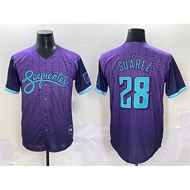 Arizona Diamondbacks #28 Eugenio Su¨¢rez Purple MIKSHPS 2025 City Connect Limited Stitched Jersey