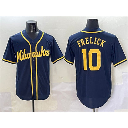 Milwaukee Brewers #10 Sal Frelick Navy MIKSHPS Cool Base Stitched Jersey