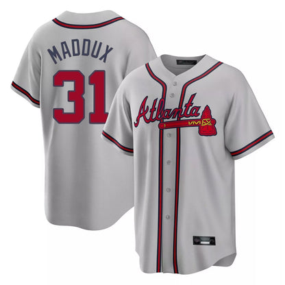 Atlanta Braves #31 Greg Maddux Player Gray MIKSHPS Home Game Stitched Jerseys