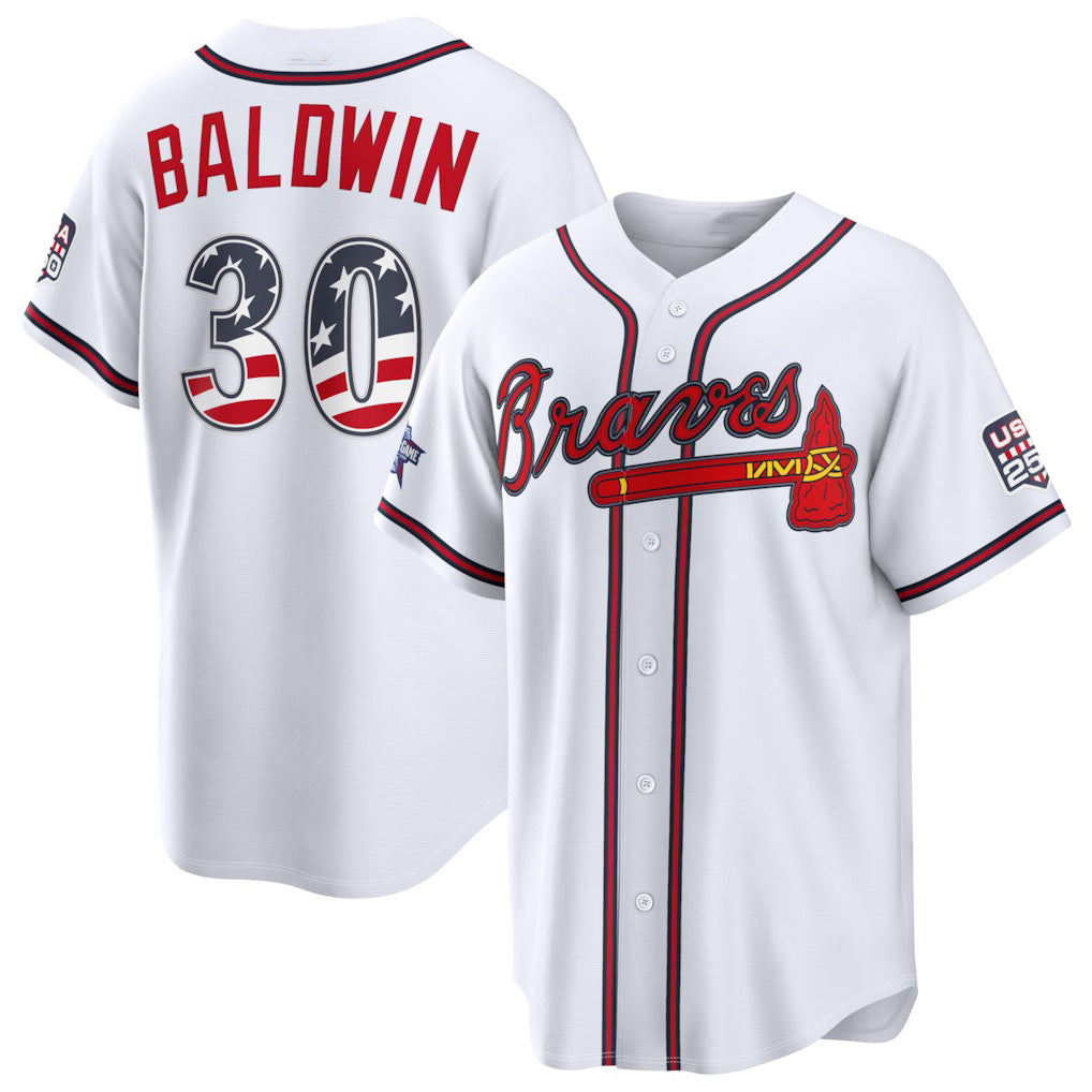 Atlanta Braves #30 Drake Baldwin 2026 All-Star Edition Stars & Stripes White MIKSHPS Stadium Jersey