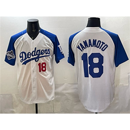 Los Angeles Dodgers #18 Yoshinobu Yamamoto White Royal MIKSHPS 2025 World Series Limited Stitched Jersey
