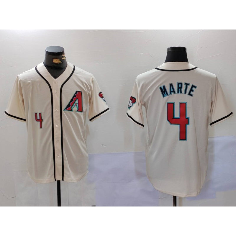 Arizona Diamondback #4 Ketel Marte Number Cream MIKSHPS Cool Base Limited Stitched Jersey