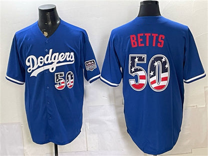 Los Angeles Dodgers #50 Mookie Betts Royal MIKSHPS 250 Fourth of July Stitched Jersey