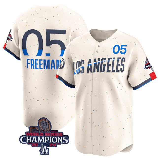 Los Angeles Dodgers #5 Freddie Freeman Cream MIKSHPS 2024 World Series Champions City Connect Limited Stitched Jersey