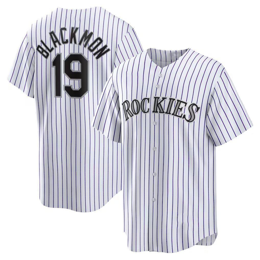 Colorado Rockies #19 Charlie Blackmon White MIKSHPS Home Replica Player Name Jersey