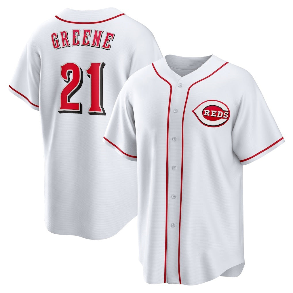 Cincinnati Reds #21 Hunter Greene White MIKSHPS Home Replica Jersey