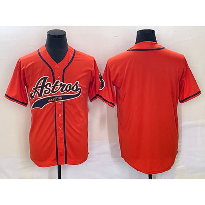 Houston Astros Blank Number Orange MIKSHPS With Patch Cool Base Stitched Jersey