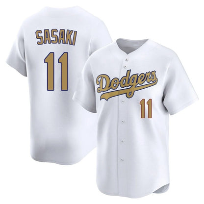 Los Angeles Dodgers #11 Roki Sasaki Player White Gold MIKSHPS Collection Limited Home Stitched Jerseys