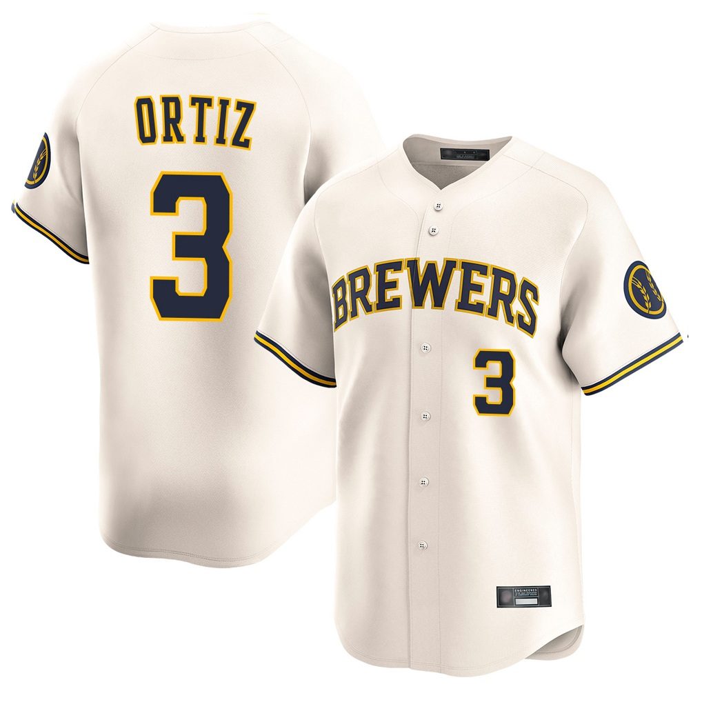 Milwaukee Brewers #3 Joey Ortiz Player Cream MIKSHPS Home Limited Game Stitched Jerseys