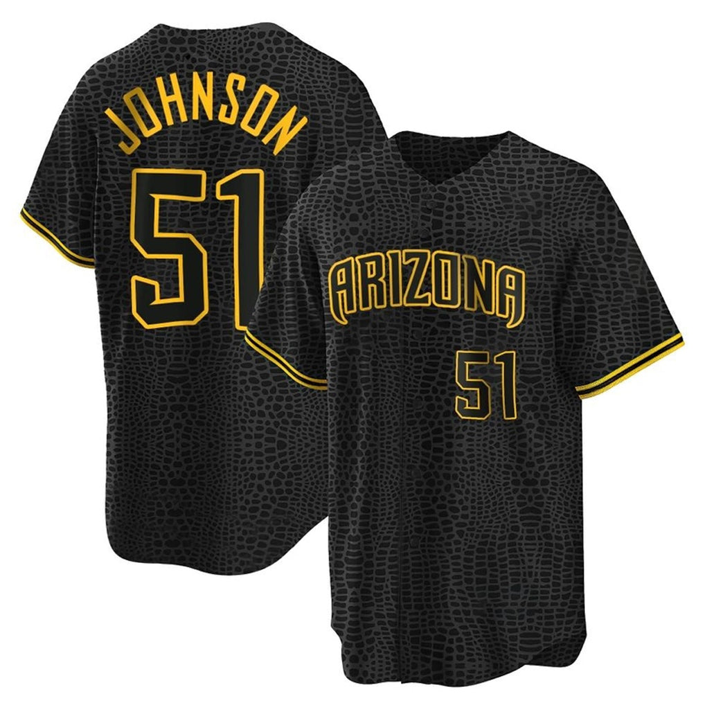 Arizona Diamondbacks #51 Randy Johnson Player Black MIKSHPS Snake Skin City Home Game Stitched Jerseys