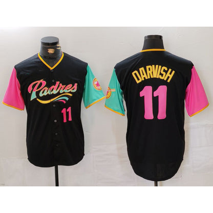 San Diego Padres #11 Yu Darvish Black MIKSHPS Player Number Fashion Jersey