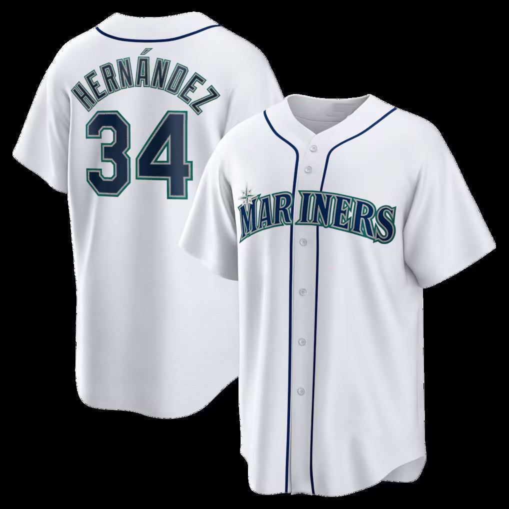 Seattle Mariners #34 Felix Hernandez White MIKSHPS Home Retired Player Replica Jersey
