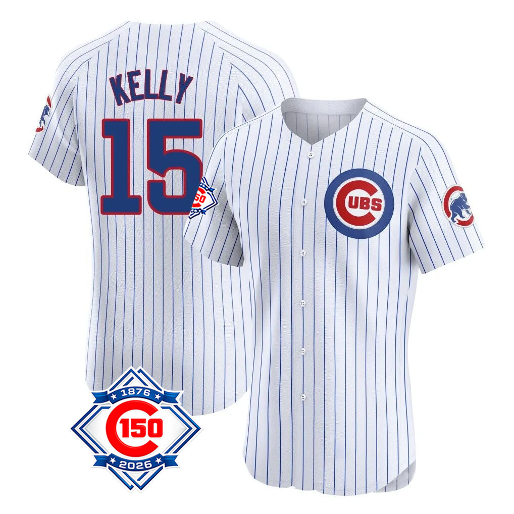 Chicago Cubs #15 Carson Kelly Player White MIKSHPS 150th Anniversary Limited Elite Home Game Stitched Jerseys