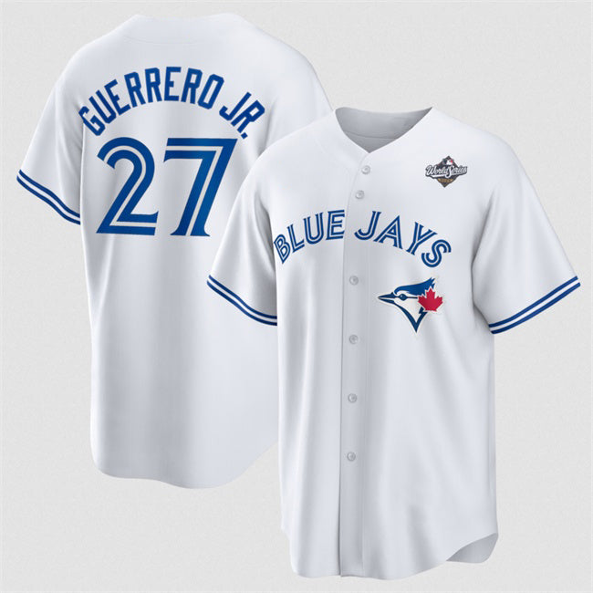 Toronto Blue Jays #27 Vladimir Guerrero Jr. White MIKSHPS 2025 World Series Home Cool Base Stitched Jersey
