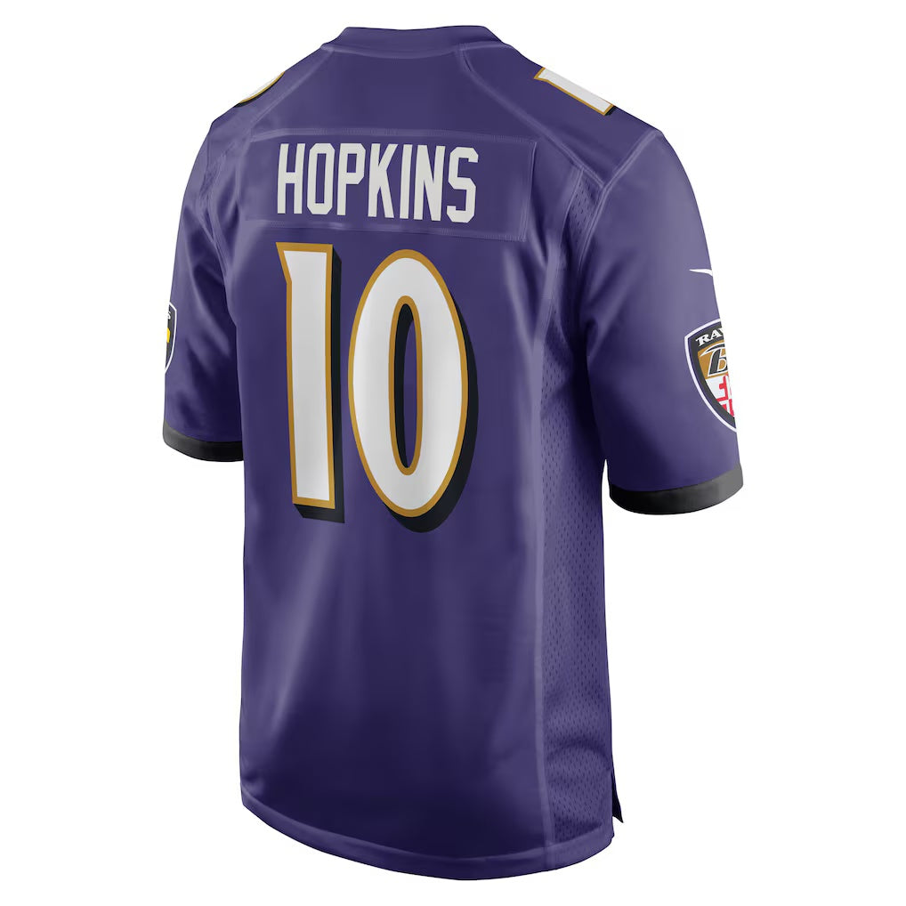 B.Ravens #10 DeAndre Hopkins Purple MIKSHPS Team Game Jersey