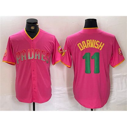 San Diego Padres #11 Yu Darvish Pink MIKSHPS Cool Base Stitched Jersey
