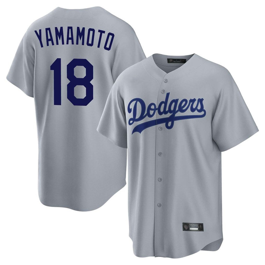 Los Angeles Dodgers #18 Yoshinobu Yamamoto Player Gray MIKSHPS Game Stitched Jerseys