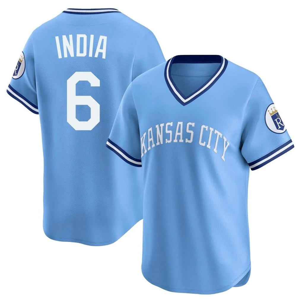 Kansas City Royals #6 Jonathan India Player Light Blue MIKSHPS Limited Throwback Cooperstown Collection T-shirt Stitched Jerseys