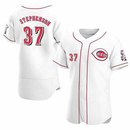Cincinnati Reds #37 Tyler Stephenson White MIKSHPS Stitched Flex Base Jersey