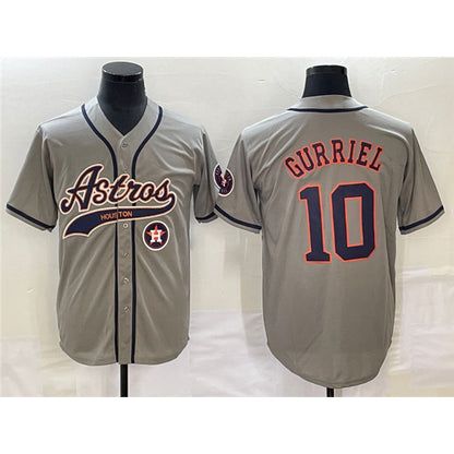 Houston Astros #10 Yuli Gurriel Gray MIKSHPS With Patch Cool Base Stitched Jersey